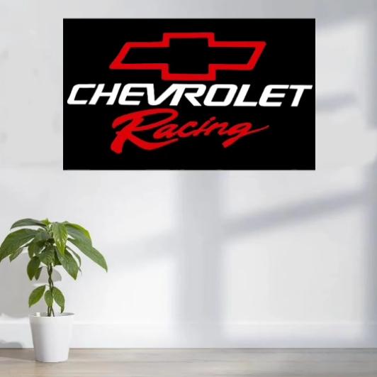 Chevy Racing Car Flag Black 3x5Feet  Tapestry   Wall Tapestry Decor Garage - 4 Brass Grommets