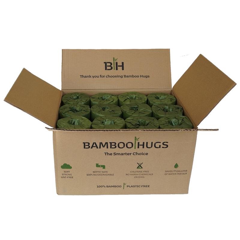 Bamboo Hugs Natural Bamboo Toilet Paper - 24 Rolls - Ultra-Soft Virgin Bamboo Toilet Paper (2 Ply, 300 Sheets) Wipes