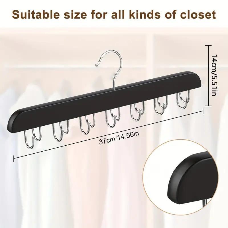 Wooden Belt Hanger with 14pcs Hooks, 1 Count Space Saving Multi-functional Clothes Ties Scarves Organizer, Closet Storage for Home Dormitory Bathroom