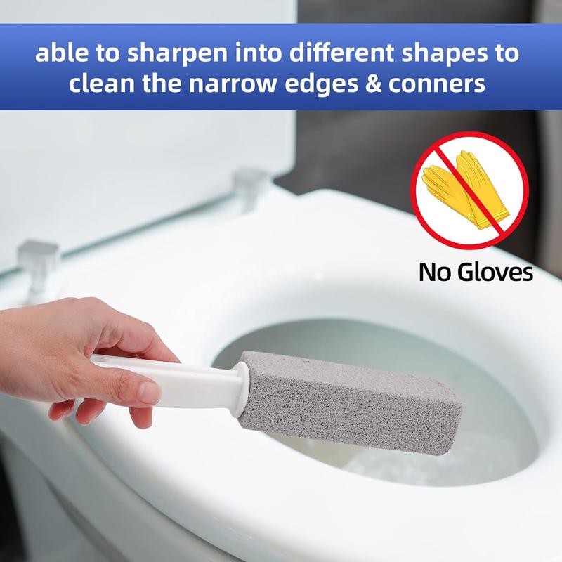 4 counts Pumice Cleaning Stone with Handle, Pumice Stone for Toilet Bowl Cleaning, for Cleaning Toilets, bathtubs, Grills, Swimming Pools, Sinks. Brush