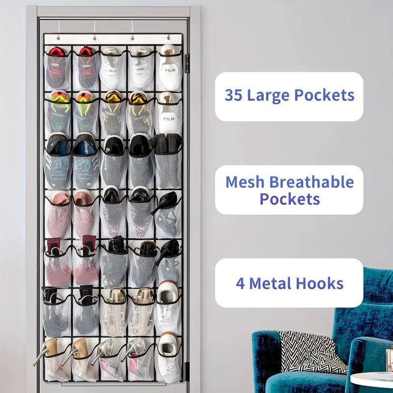 Over-the-door Shoe Organizer, 1 Count Hanging Storage Bag with 35 Large Pockets, Home Space Saver for Shoes, Toys & Miscellaneous