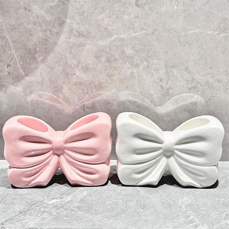 Teenage girl heart bow toothbrush holder creative bathroom sink electric toothbrush toothpaste ceramic organizer