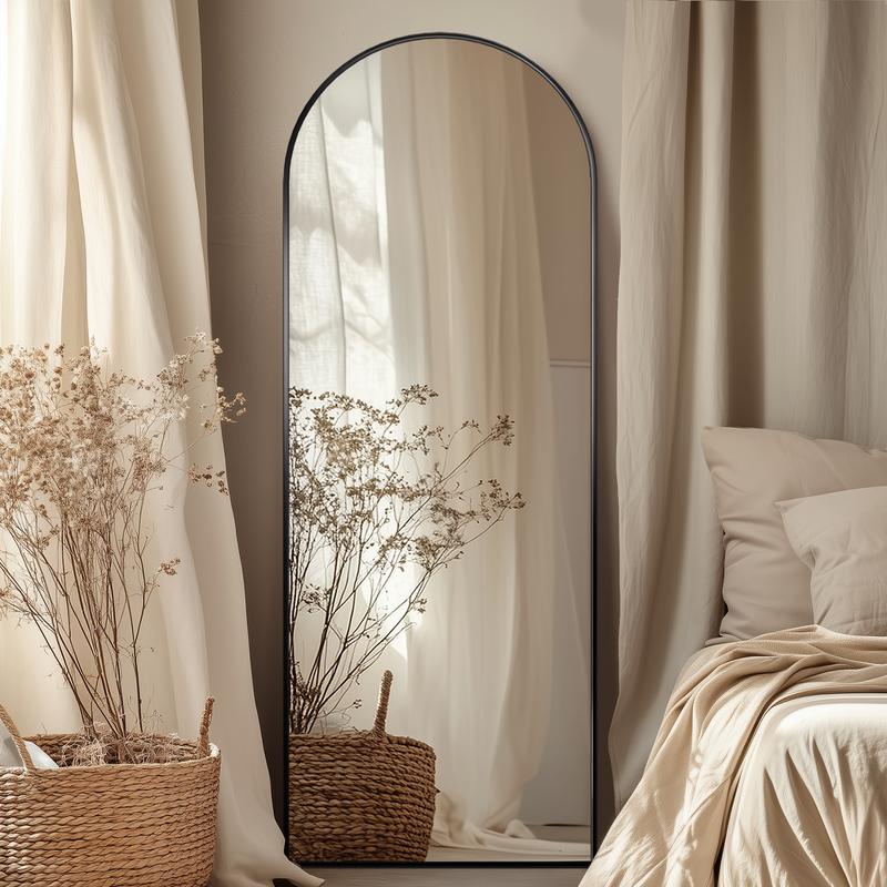 Full Length Mirror, Arched Floor Mirror Freestanding, Floor Standing Mirror Full Body Mirror with Stand for Bedroom, Hanging Mounted Mirror for Living Room Cloakroom