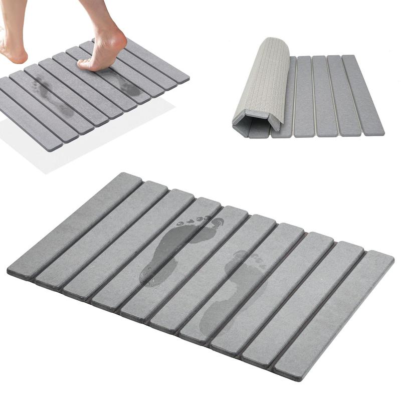 Foldable Diatomite Bath Mat, 1 Count Non-slip Quick Drying Bath Mat, Water Absorbent Bathroom Mat, Bathroom Supplies