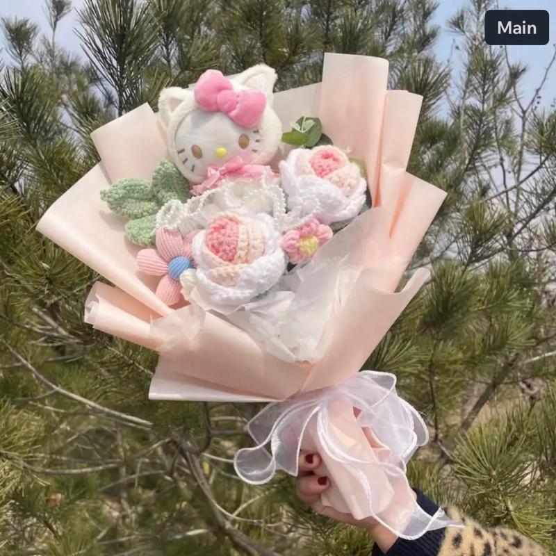 Crochet Handmade Gift Bouquet w Free gift bag & Light