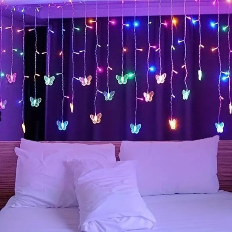 Christmas Butterfly Design String Light, 1 Count USB Charging 96 LED String Light with Remote Control, Decorative Light Room Decor for Home Party Wedding, Boyfriend Gift