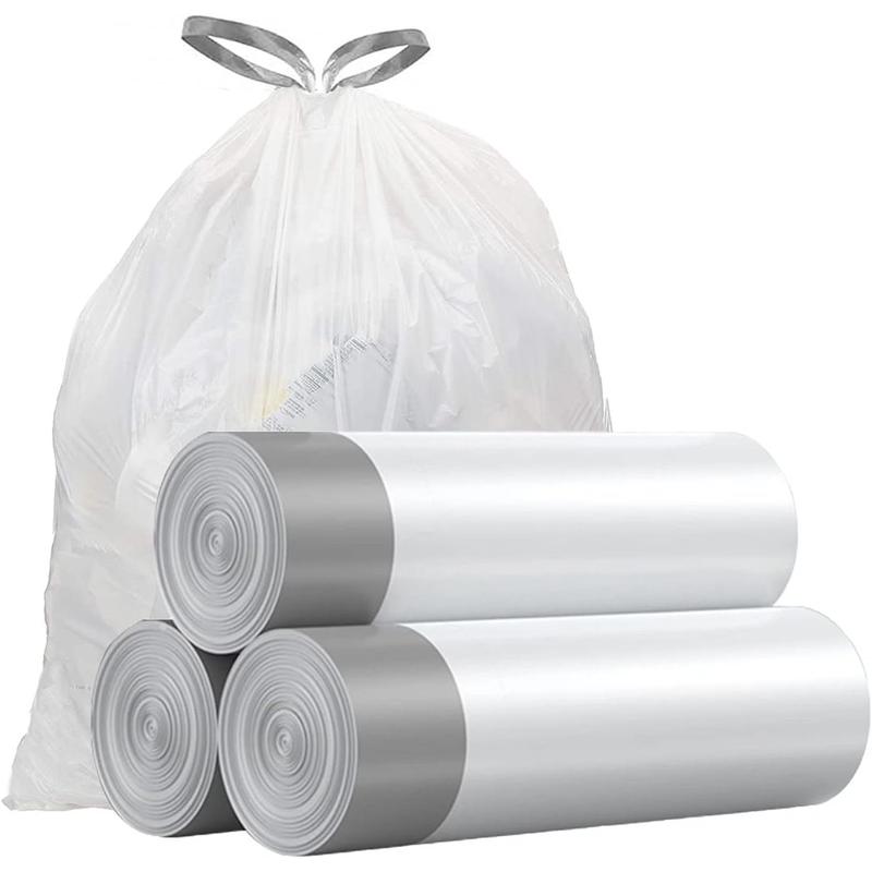 Small Trash Bags 4 Gallon - Drawstring, Individual Unscented Small Garbage Bags, White Trash Can Liners For Bathroom, 57 Count