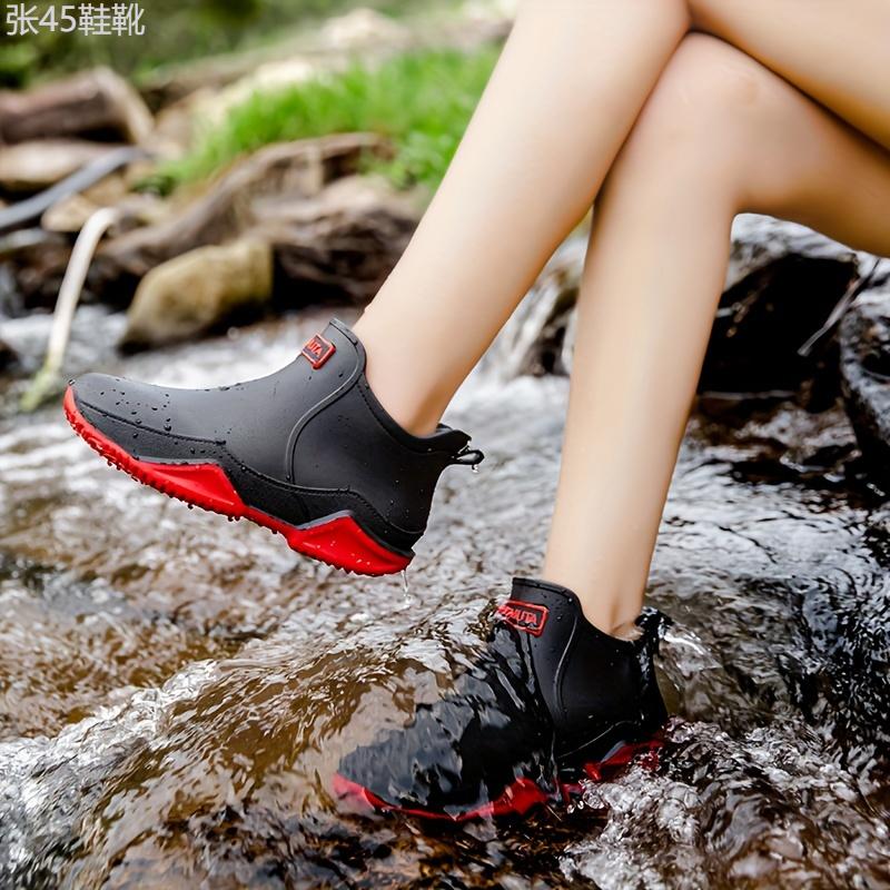 Women's Sipe Rain Boots, Casual Slip On Short Boots, Waterproof & Comfortable Couple Ankle Boots