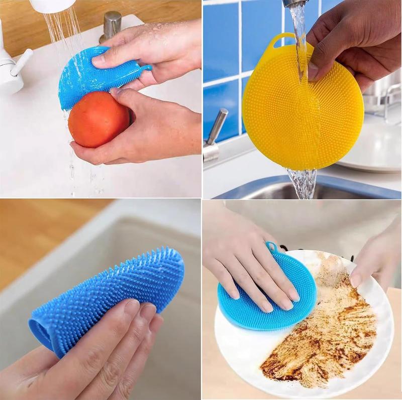 Silicone Dish Scrubber, 12 Count Silicone Sponge Dish Brush, Food Grade BPA Free Cleaning Kitchen Pack Pot