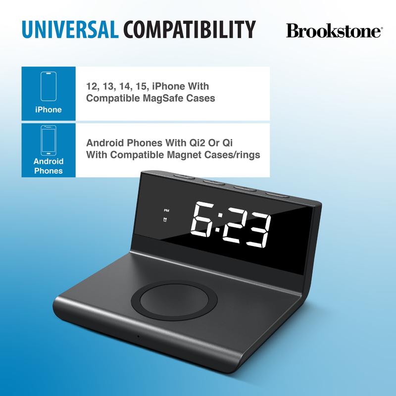 Brookstone 10W Wireless Charging Digital Alarm Clock