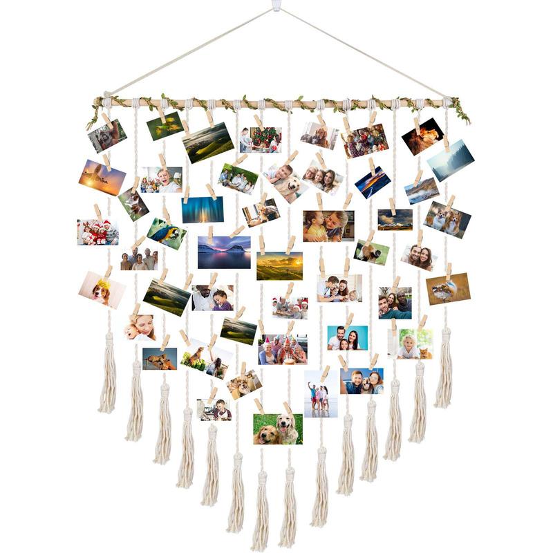 Hanging Photo Display boho bedroom decor teenage girl room decor Birthday Gifts for Grandma gift for mom Grandma’s Gifts - from Daughter, Granddaughter and Grandson - Mom Grandmothers Photo Wall Wooden