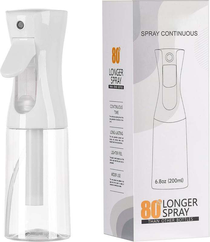 Ultra-Fine Continuous Spray Bottle (200ml 6.8oz) for Hair Styling, Skin Care, Plant Watering, and Cleaning - Refillable and Durable Mist Sprayer