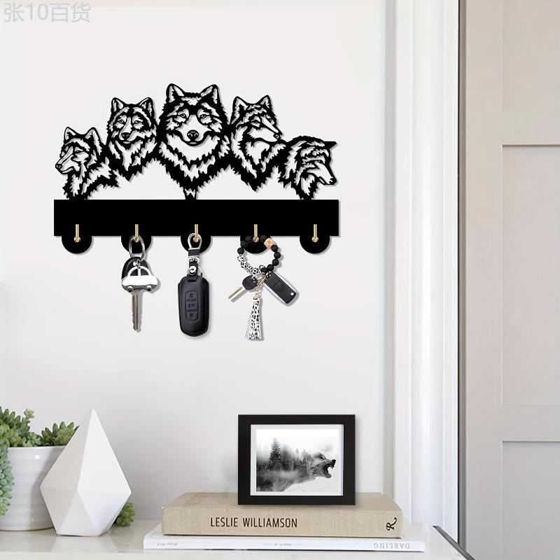 1pc Gothic Floating Shelves Wall Rack Wolf Decorative Wall Hanger Wolf Family Clothes Wall Hooks Coat Rack Keys Holder Organizer Hook, Aesthetic Room Decor, Home Decor, Kitchen Accessories, Bathroom Decor, Bedroom Decor Mount Hanging Wood  Wood Wooden