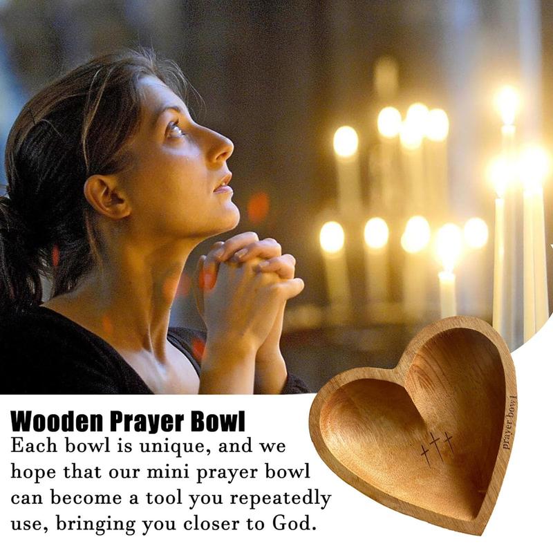 Prayer bowl with card, Christian gift for women, wooden heart shaped decorative bowl, religious gift Christian gift congregation gift