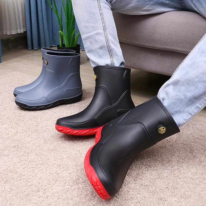 Men's Fashionable Rain Boots with Or without Warm Plush Lining, Comfortable and Durable Men's Outdoor Activity Shoes