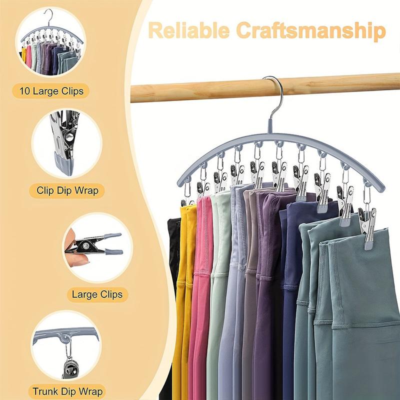 Curved Design Hanger with 10pcs Clips, 1 SetMultifunctional Stainless Steel Space SavingClothes Hanger, Bedroom Organizers andStorage, Coat Hanger, Fall Decor, RoomAccessories