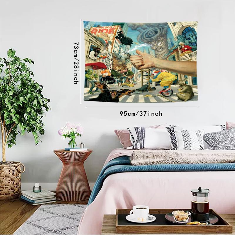 Surreal Urban Chaos Pattern Tapestry, Aesthetic Wall Hanging Decor, Polyester Tapestry for Bedroom Home Office Decor, Home Accessories