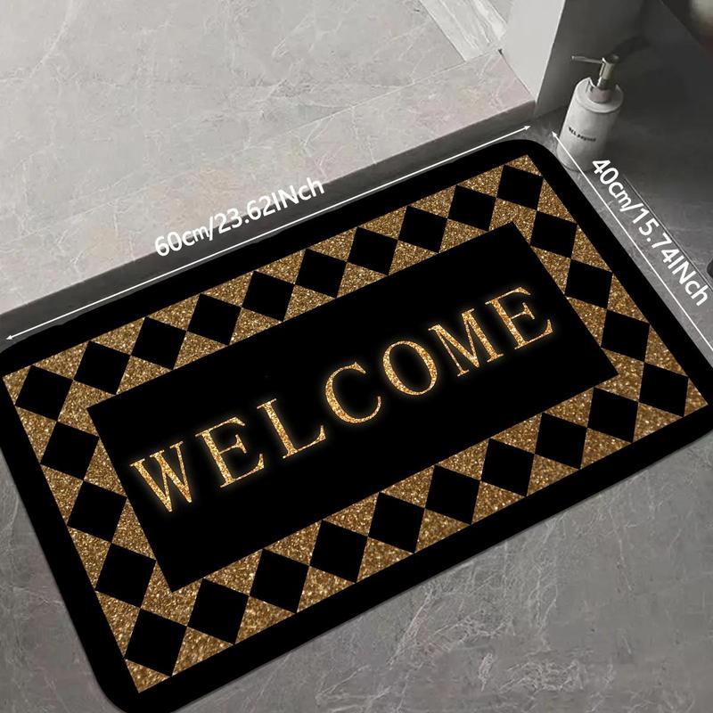 Welcome Letter Pattern Bath Mat, 1 Count Non-slip Soft Absorbent Bath Mat, Bathroom Mat for Home Bathroom Kitchen Entry