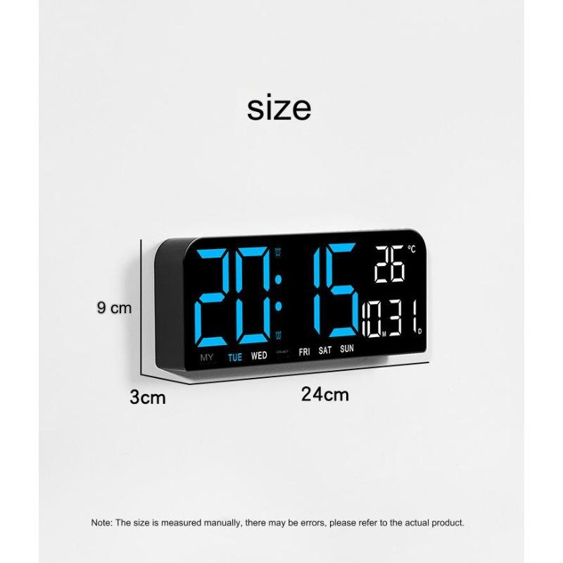 LED Digital Wall Clock Decorative,  Large Display with Temperature Countdown Auto Dimmer  - 12 24H, Digital Alarm Clocks for Bedrooms, Modern Wall Clock Digital Mount