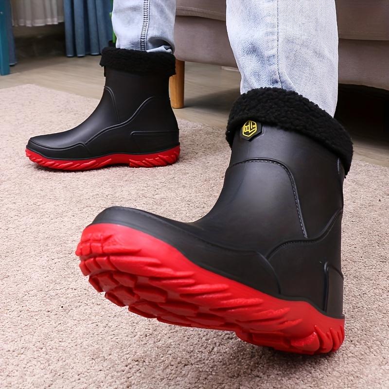 Men's Fashionable Rain Boots with Or without Warm Plush Lining, Comfortable and Durable Men's Outdoor Activity Shoes