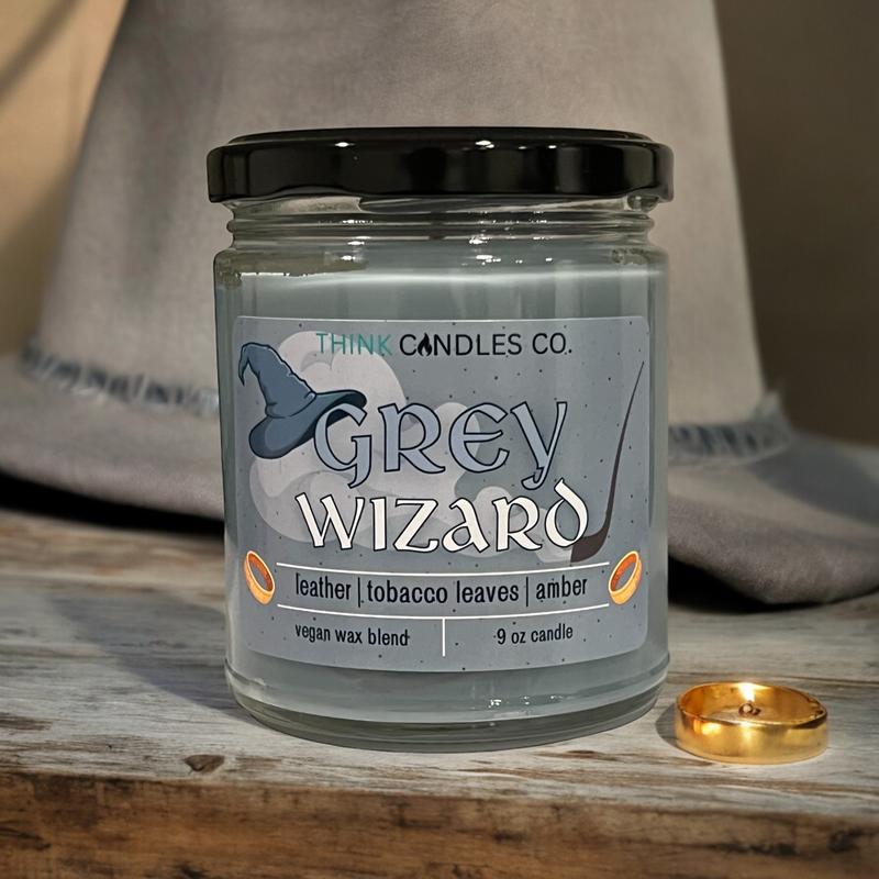 Grey Wizard Candle | Hand Poured Vegan Wax Blend Candle | 9 oz, 4 oz, 2 oz Snap Bar