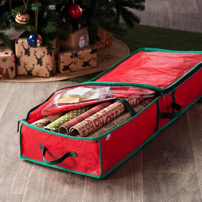 Large Capacity Underbed Storage Bag, 1 Count Dustproof & Waterproof Gift Wrapping Paper Storage Organizer, Suitable for Bedroom & Living Room