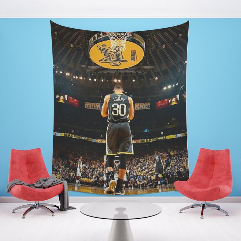 Curry Iconic Flag, Golden State Flag, NBA Poster, Curry Printed Wall Tapestry