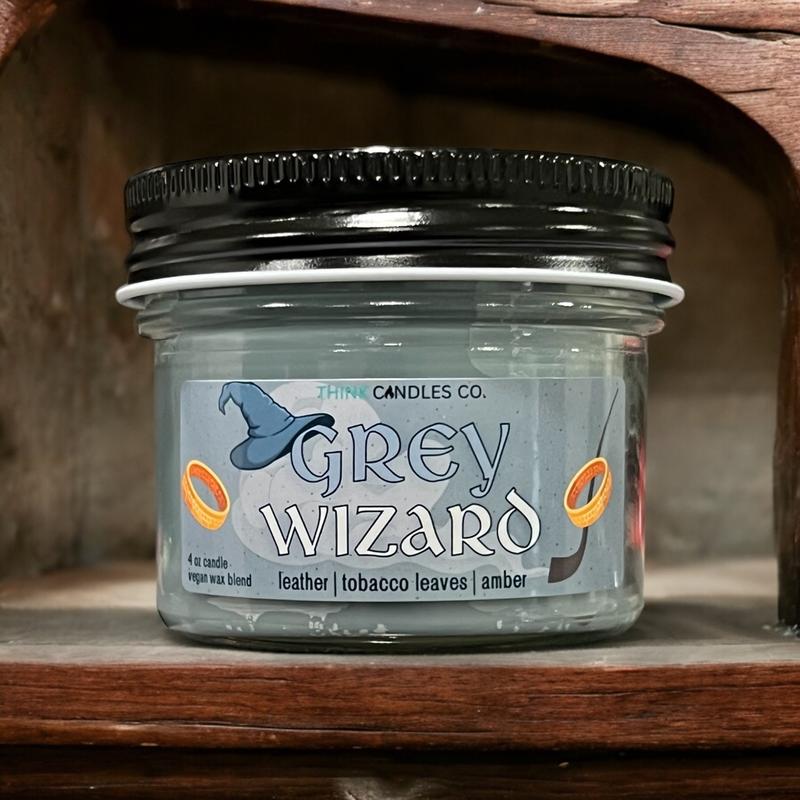 Grey Wizard Candle | Hand Poured Vegan Wax Blend Candle | 9 oz, 4 oz, 2 oz Snap Bar