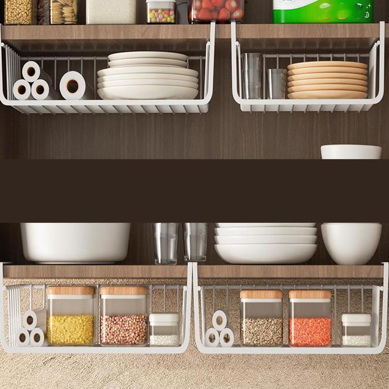 Under Shelf Basket, 1 Count Space Saving Under Cabinet Storage Rack, Multifunctional Storage Rack for Kitchen Counter Pantry Desk Bookshelf Cupboard