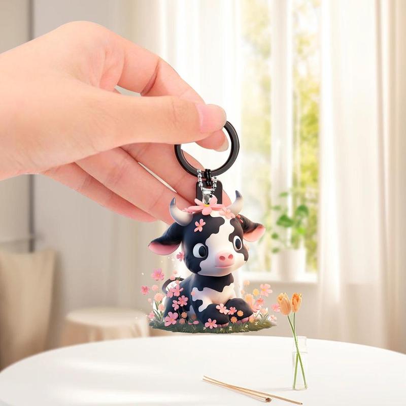 Cute Cow Design Hanging Ornament, 1 Count Waterproof Acrylic Hanging Decor, Window Hanging Pendant, Home Decor Supplies, Car Decor