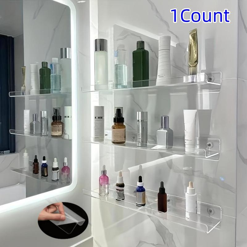 Wall Mounted Acrylic Storage Rack, 1 Count Punch Free Wall Mounted Storage Holder, Home Organizer for Kitchen Bathroom