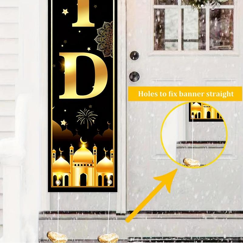 Eid Al Adha Door Banner, 3 Counts set Door Hanging Banner, Eid Mubarak Door Banner, Festival Decoration for Home, Festive & Party Supplies