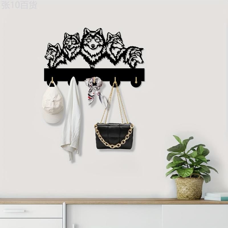 1pc Gothic Floating Shelves Wall Rack Wolf Decorative Wall Hanger Wolf Family Clothes Wall Hooks Coat Rack Keys Holder Organizer Hook, Aesthetic Room Decor, Home Decor, Kitchen Accessories, Bathroom Decor, Bedroom Decor Mount Hanging Wood  Wood Wooden