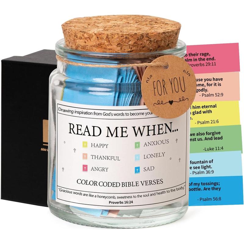 Bible Verse Jar,Read Me When Bible Verses Jar for Emotions and Feelings,Scripture Prayer Cards Hope Jar,Religious Graduation Gift,Bible Study Church Christian Gifts for Women Men Mom Dad Friend