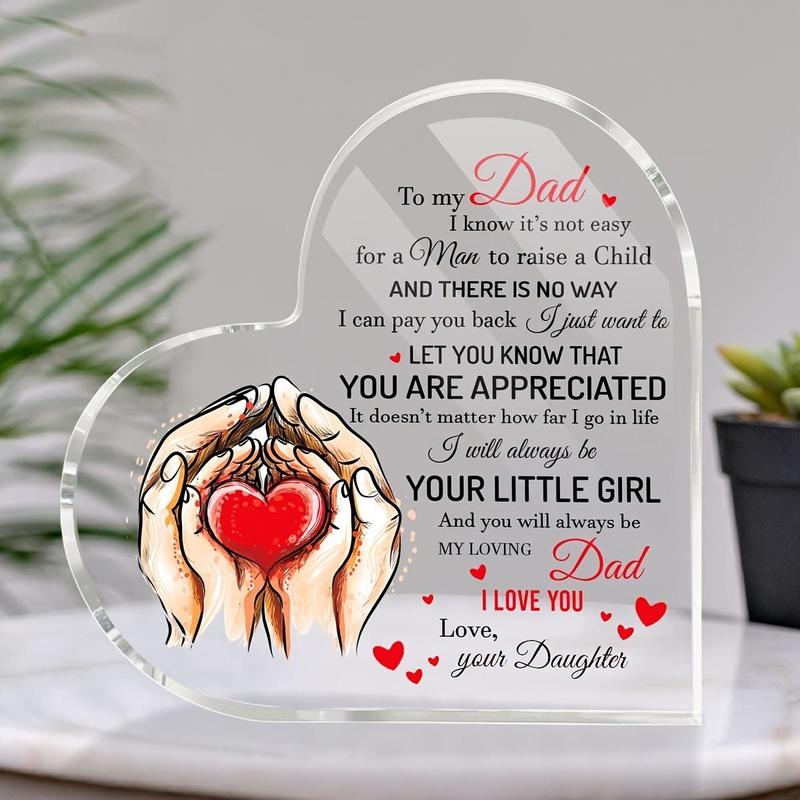 Heart Shaped Acrylic Plaque, Modern Transparent Decoration, Desktop Ornament for Home Office