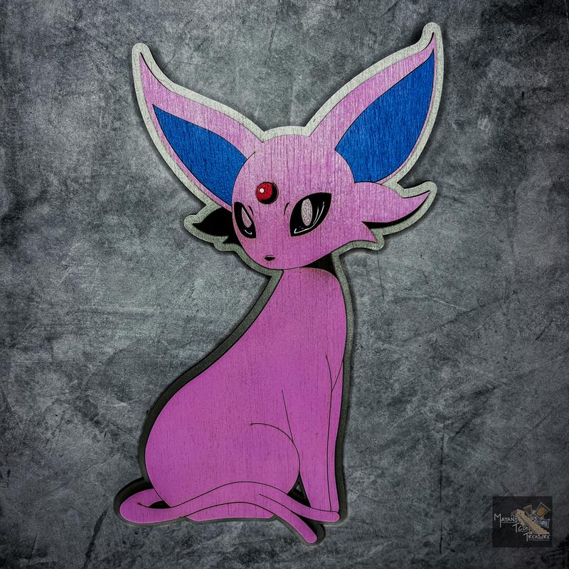 Glow in The Dark Espeon - Wood Wall Decor Hanging Decoration Ornaments