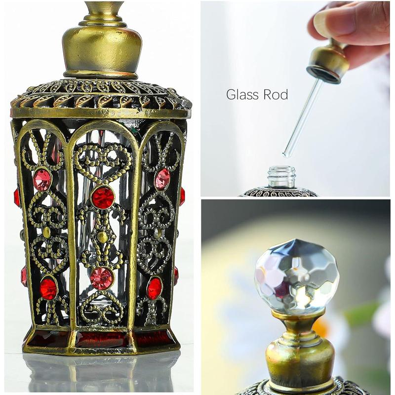 Antique Glass Perfume Bottles Empty Vintage Jeweled Decorative Fancy Crystal Perfume Decanter Vials(10ml)