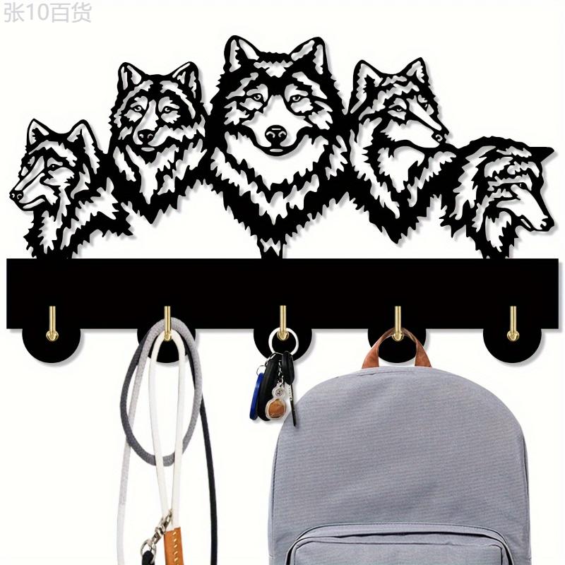 1pc Gothic Floating Shelves Wall Rack Wolf Decorative Wall Hanger Wolf Family Clothes Wall Hooks Coat Rack Keys Holder Organizer Hook, Aesthetic Room Decor, Home Decor, Kitchen Accessories, Bathroom Decor, Bedroom Decor Mount Hanging Wood  Wood Wooden