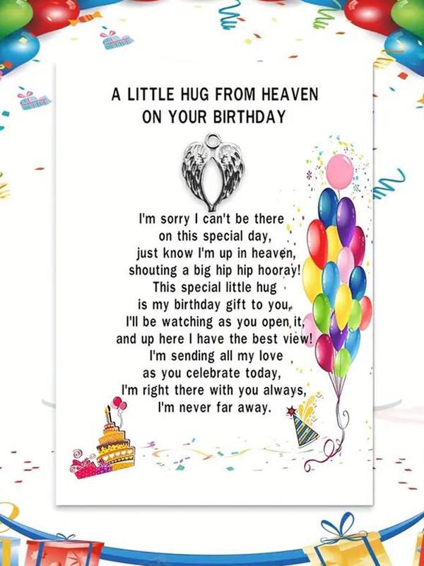 Wing Design Pocket Hug From Heaven on Your Birthday Letter From Heaven Birthday Gift Bereavement Keepsake Sympathy Gift