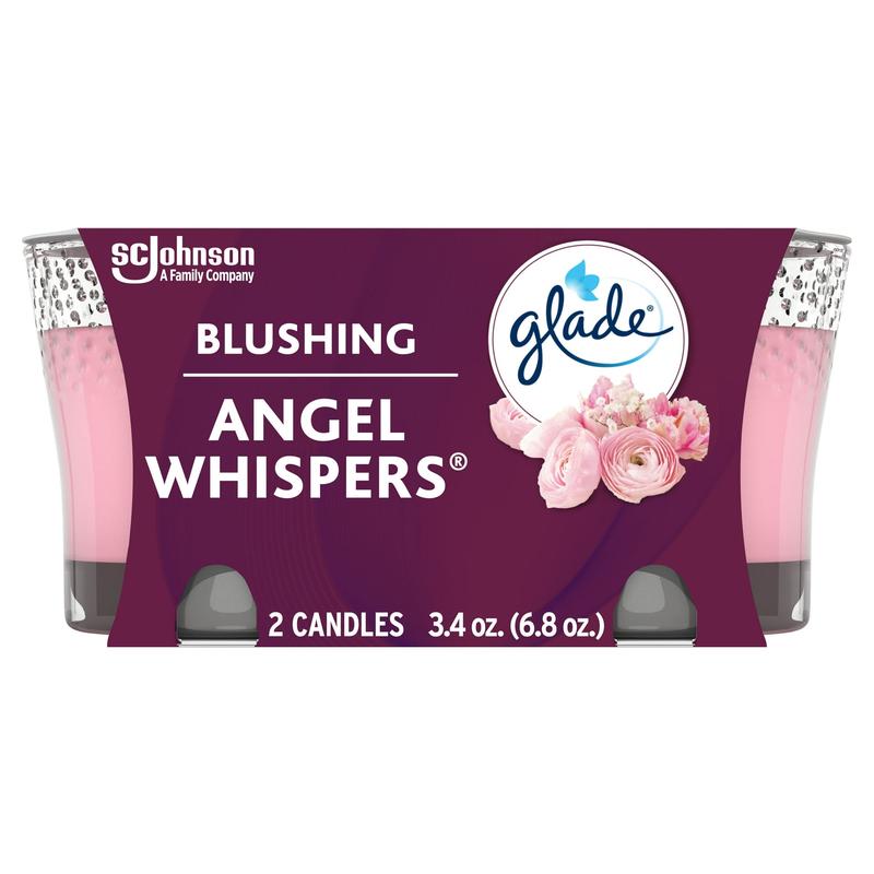 Glade Candle, Fragrance Infused with Essential Oils, Angel Whispers, 2 Count