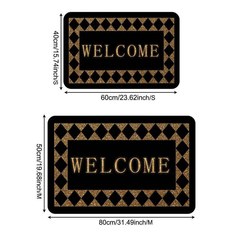 Welcome Letter Pattern Bath Mat, 1 Count Non-slip Soft Absorbent Bath Mat, Bathroom Mat for Home Bathroom Kitchen Entry