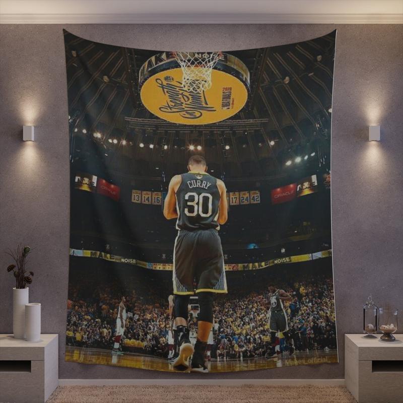 Curry Iconic Flag, Golden State Flag, NBA Poster, Curry Printed Wall Tapestry