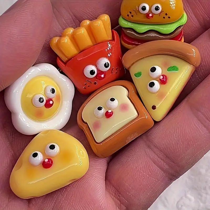 Cartoon Burger Fries Shaped Fridge Magnet, 6 Counts Mini Cute Cartoon Magnet, Decorative Magnet for Home Kitchen Refrigerator Dining Room Office