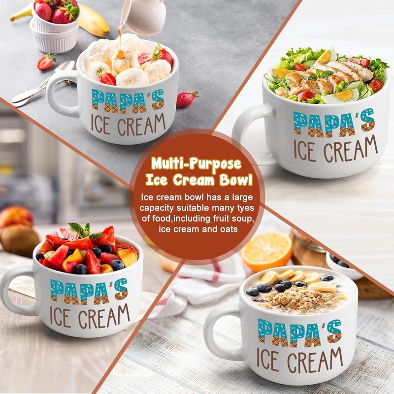 YEUYUQIU Papa Christmas Gifts from Granddaughter Grandson - Birthday Gifts for Papa from Grandchildren, Papa's Ice Cream Bowl Shovel Set Present, Ideal Fathers Day Christmas Gift for Papa Grandpa